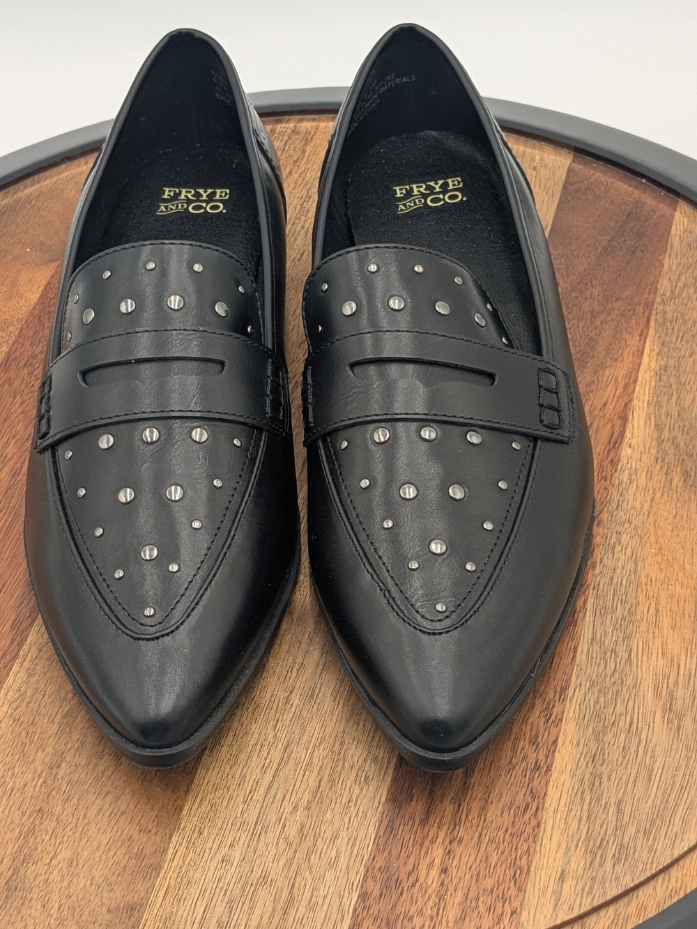 Frye & Co Klara Black Studded Penny Loafers 8.5
